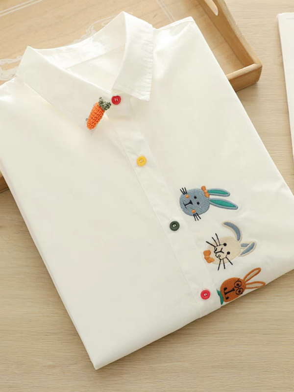 Bunny Squad Embroidered Shirt – Whimsical Style with a Playful Twist