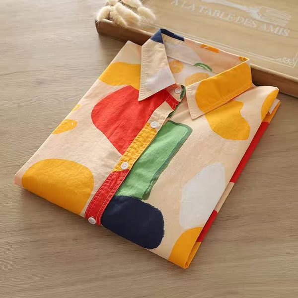 Vibrant Abstract Print Cotton Shirt – Women's
