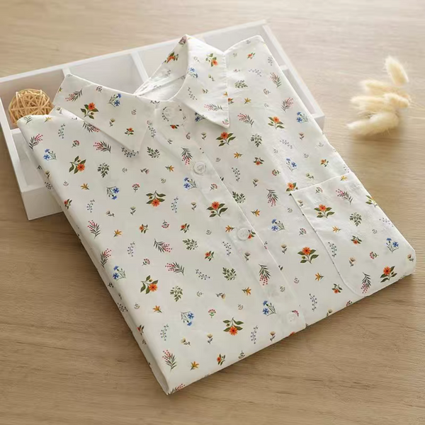 Women Mini Blossom Print Shirt – Elegant & Breezy Cotton Shirt